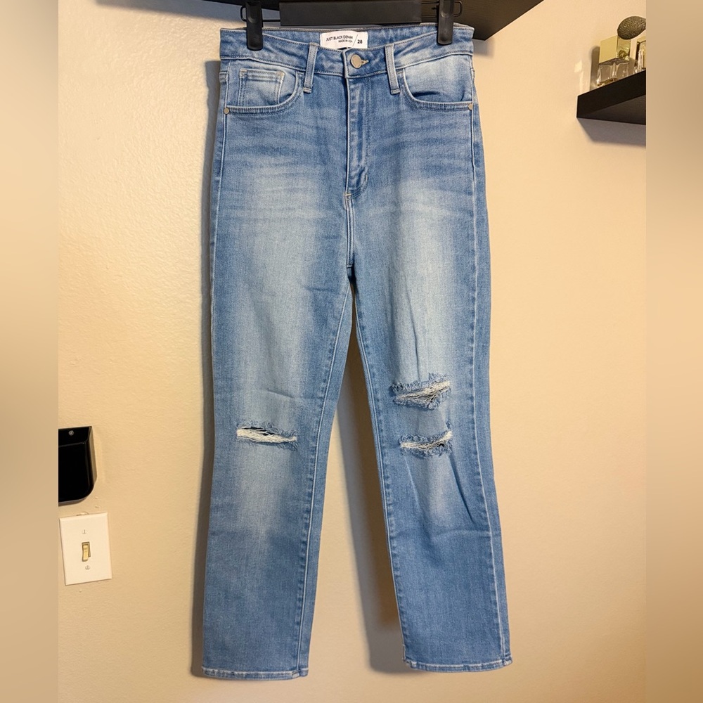 Just Black Light Blue Distressed Ankle Jeans